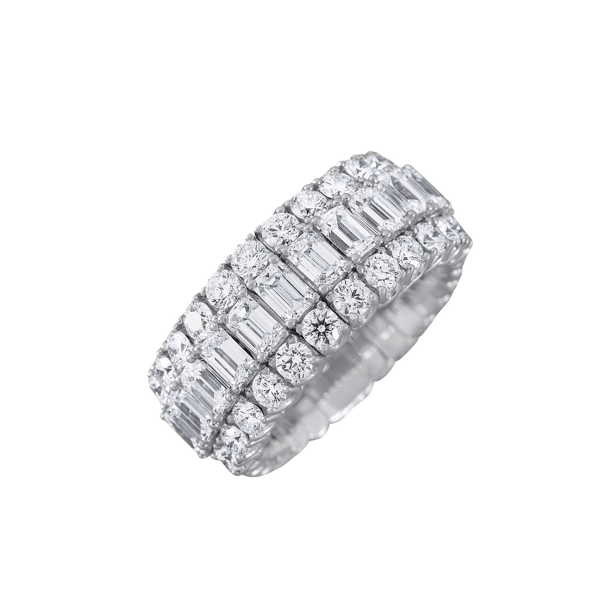 Picchiotti Xpandable™ 7.23CT Three Row Emerald and Round Cut Diamond R ...