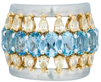 Etho Maria Aquamarine Yellow Diamond Vintage Diem Ring