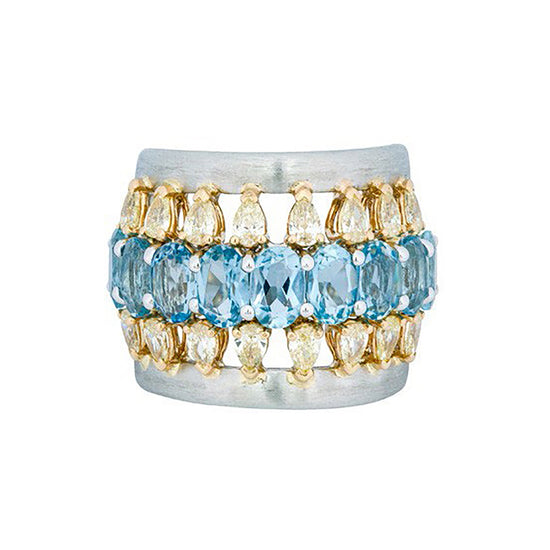 Etho Maria Aquamarine Yellow Diamond Vintage Diem Ring