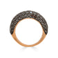 Small 18K rose and black gold done ring with round-cut black diamonds