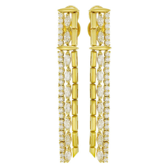 Etho Maria Yellow Gold My Etho Diamond Triple Row Drop Earrings