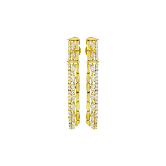 Etho Maria Yellow Gold My Etho Diamond Triple Row Drop Earrings
