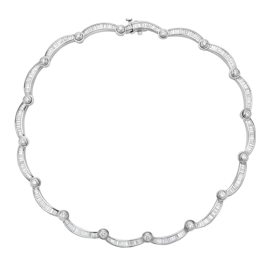 Charles Krypell Baguette and White Diamond Necklace