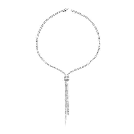 Charles Krypell Baguette Diamond Lariat Necklace