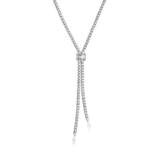 White Diamond Lariat Necklace