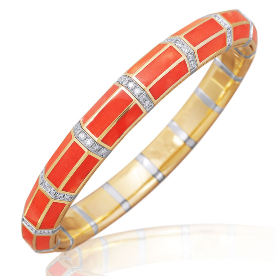 Picchiotti Xpandable™ 8.01 CT Coral & Diamond Bracelet in Two-Tone Gold