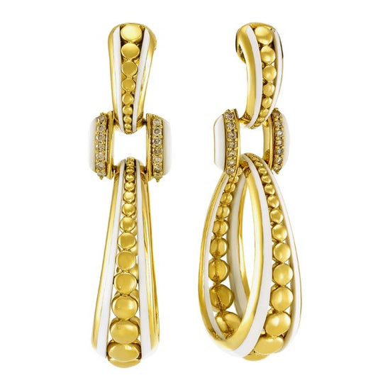 Etho Maria Hand-Carved Ceramic & Brown Diamond Cabouchon Drop Earrings