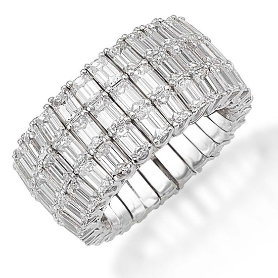 Picchiotti Xpandable™ 12.01CT Three Row Emerald Cut Eternity Ring