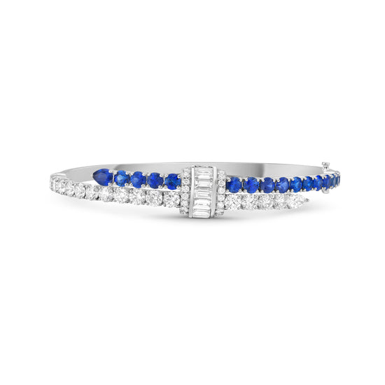 Charles Krypell Signature Pull Sapphire and Diamond Bangle