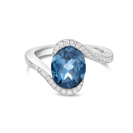 Charles Krypell Semi Bezel Pavé Aquamarine Ring