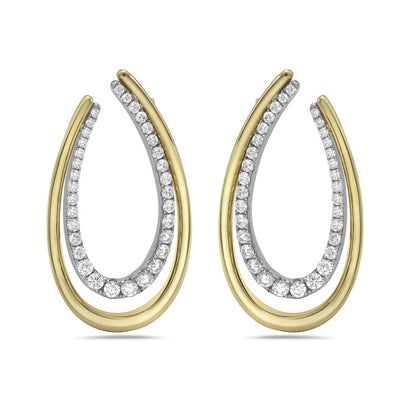 Charles Krypell Gold and Diamond Arch Earrings