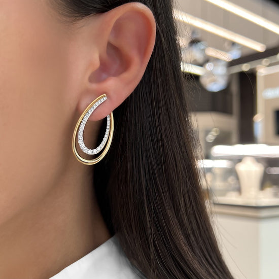 Charles Krypell Gold and Diamond Arch Earrings