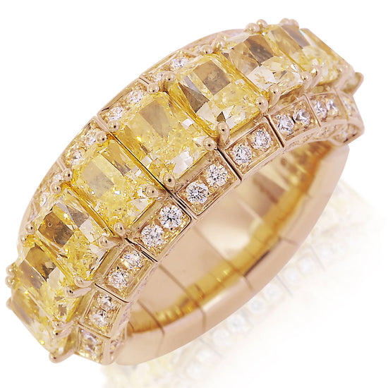 Picchiotti Xpandable™ 5.64CT Yellow and White Diamond Three Row Mixed Cut Eternity Ring
