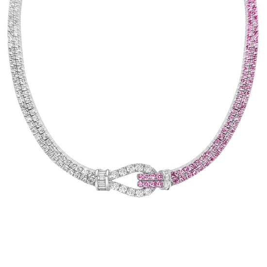 Diamond and Pink Sapphire Lasso Neckalce