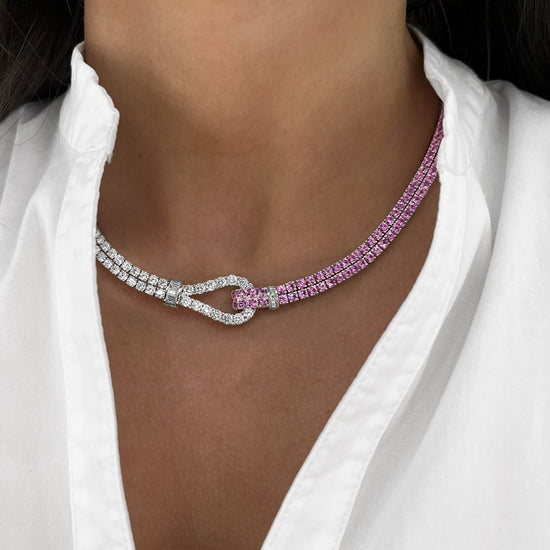 Diamond and Pink Sapphire Lasso Neckalce
