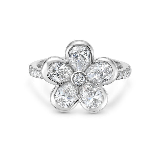 Charles Krypell Semi Bezel Diamond Flower Ring