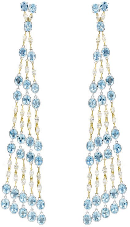 Etho Maria Aquamarine Yellow Diamond Diem Four-Strand Chandelier Earrings