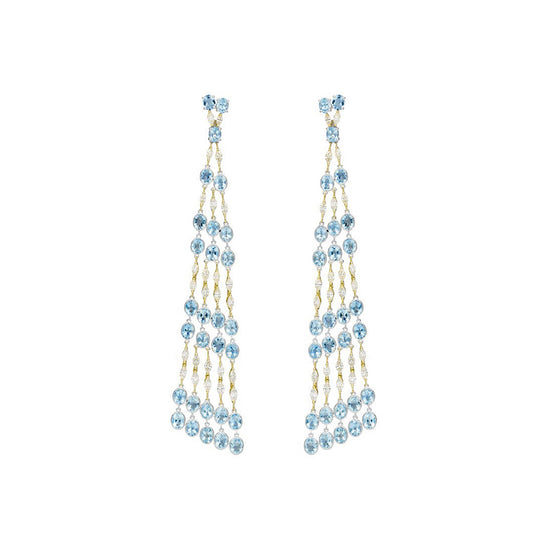 Etho Maria Aquamarine Yellow Diamond Diem Four-Strand Chandelier Earrings