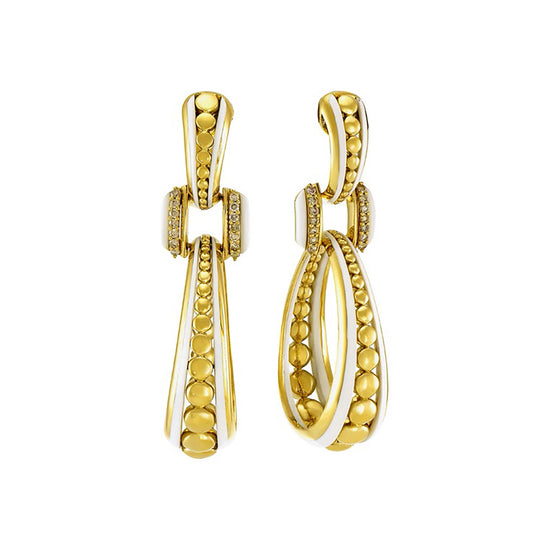 Etho Maria Hand-Carved Ceramic & Brown Diamond Cabouchon Drop Earrings