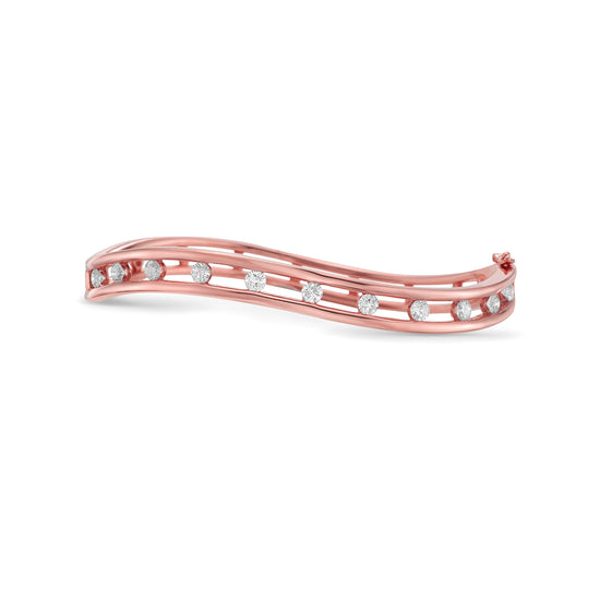 Charles Krypell Floating Diamond Curved Bracelet in Rose Gold