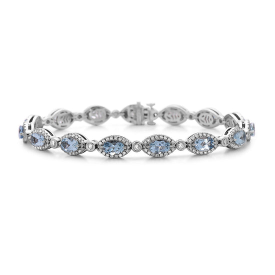 Charles Krypell Aquamarine Halo Link Bracelet