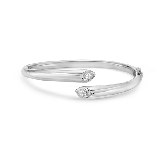 Charles Krypell Pear Shape Diamond Bypass Cuff Bracelet