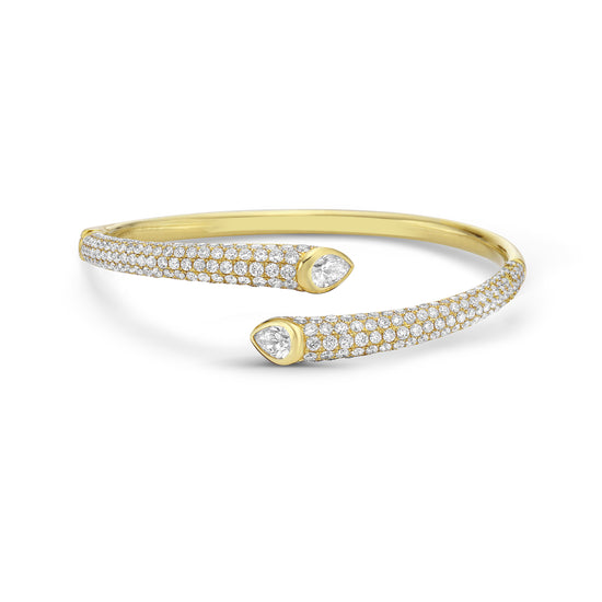 Charles Krypell Precious Pastel Pear Shaped Diamond Bypass Cuff Bracelet