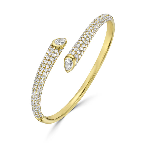 Charles Krypell Precious Pastel Pear Shaped Diamond Bypass Cuff Bracelet