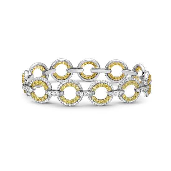 Charles Krypell White and Fancy Intense Yellow Diamond Circle Bracelet