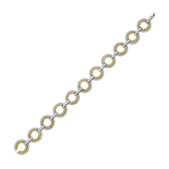 White and Fancy Intense Yellow Diamond Circle Bracelet