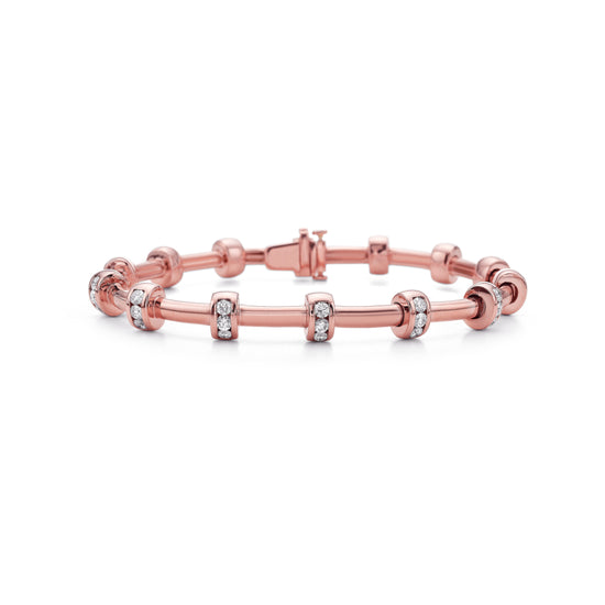 Charles Krypell Statement Round Diamond Tube Bracelet in Rose Gold