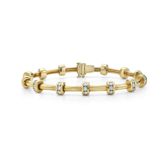 Charles Krypell Statement Round Diamond Tube Bracelet in Yellow Gold