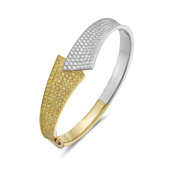 Precious Pastel White and Fancy Intense Yellow Diamond Cuff Bracelet