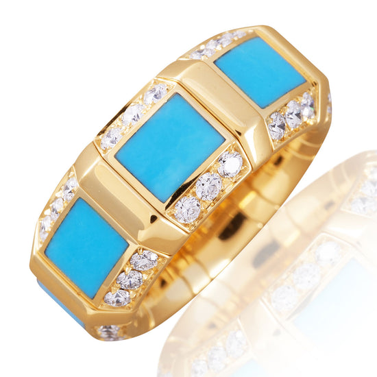 Picchiotti Xpandable™ 2.78CT Turquoise & Diamond Fashion Ring in Yellow Gold
