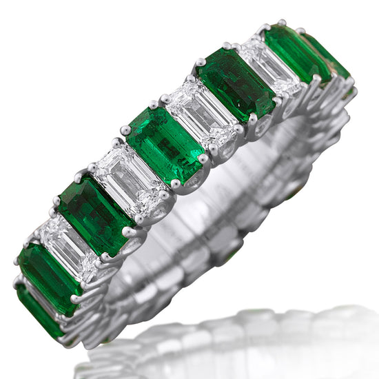 Picchiotti Xpandable™ 6.06CT Alternating Emerald and Diamond Mixed Cut Eternity Ring