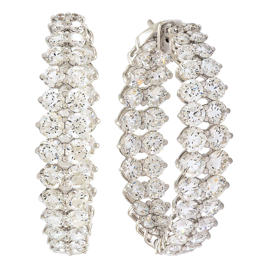 Etho Maria White Diamond Gemini Hoop Earrings