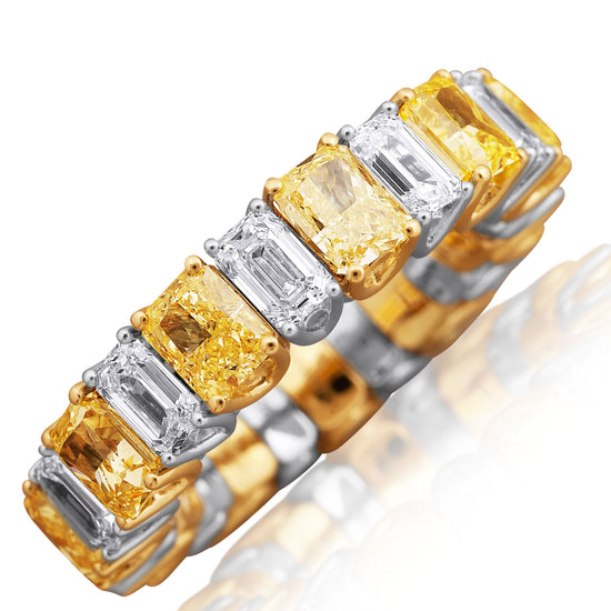 Picchiotti Xpandable™ 8.32CT Alternating Yellow and White Diamond Mixed Cut Eternity Ring