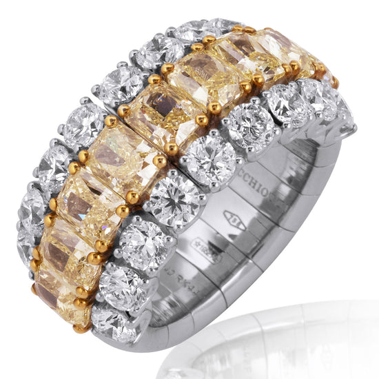 Picchiotti Xpandable™ 8.58CT Yellow and White Diamond Three Row Mixed Cut Eternity Ring