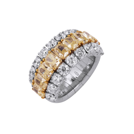 Picchiotti Xpandable™ 8.58CT Yellow and White Diamond Three Row Mixed Cut Eternity Ring