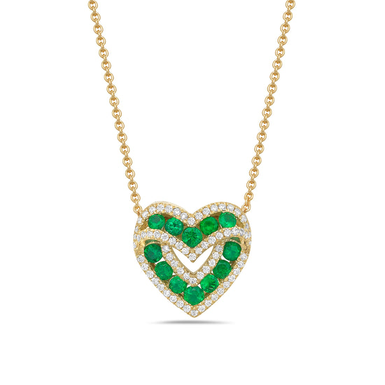 Charles Krypell Signature Sweetheart Emerald and Diamond Pendant