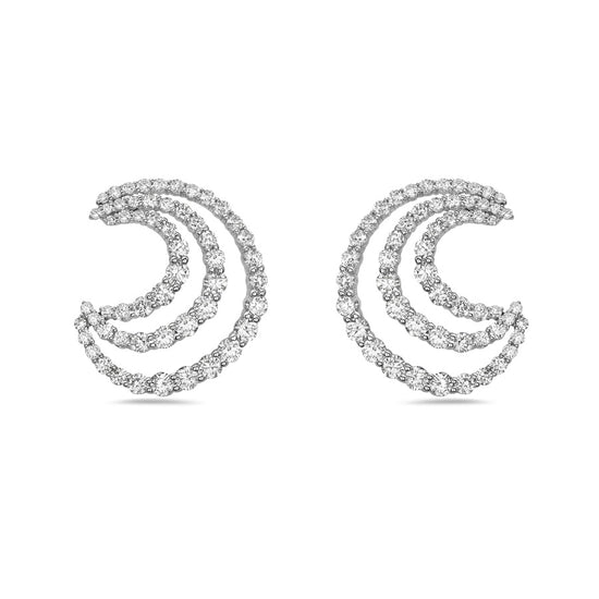 Charles Krypell Triple Row Swoop Diamond Earrings