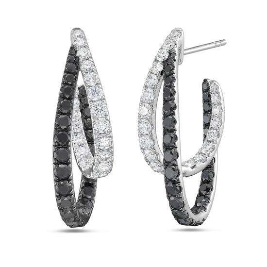 Charles Krypell White and Black Diamond Intertwining Double Hoop