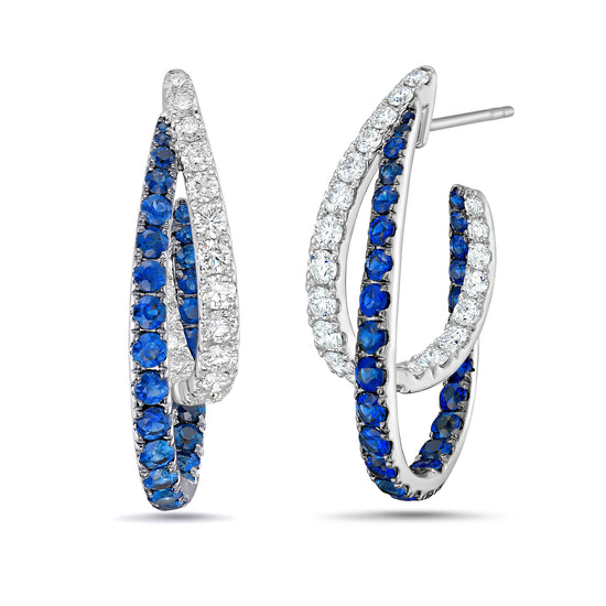 Charles Krypell Diamond and Sapphire Intertwining Double Hoop