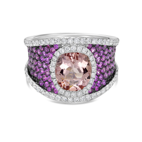 Charles Krypell Green Tourmaline Solitaire Pave Saddle Ring