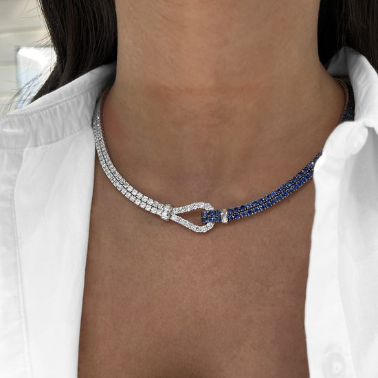 Diamond and Blue Sapphire Lasso Necklace