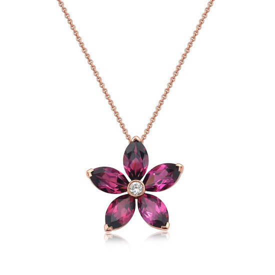 Marquis Shape Garnet Flower Pendant