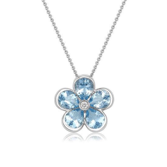 Charles Krypell Semi Bezel Aquamarine Flower Pendant