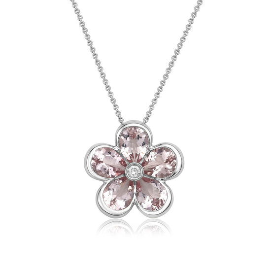 Semi Bezel Morganite Flower Pendant