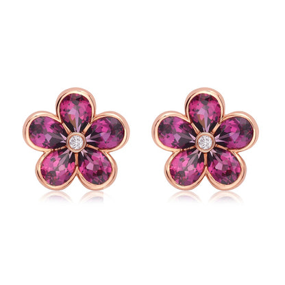 Charles Krypell Semi Bezel Aquamarine Flower Studs