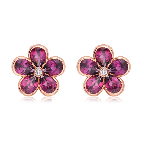 Charles Krypell Semi Bezel Aquamarine Flower Studs